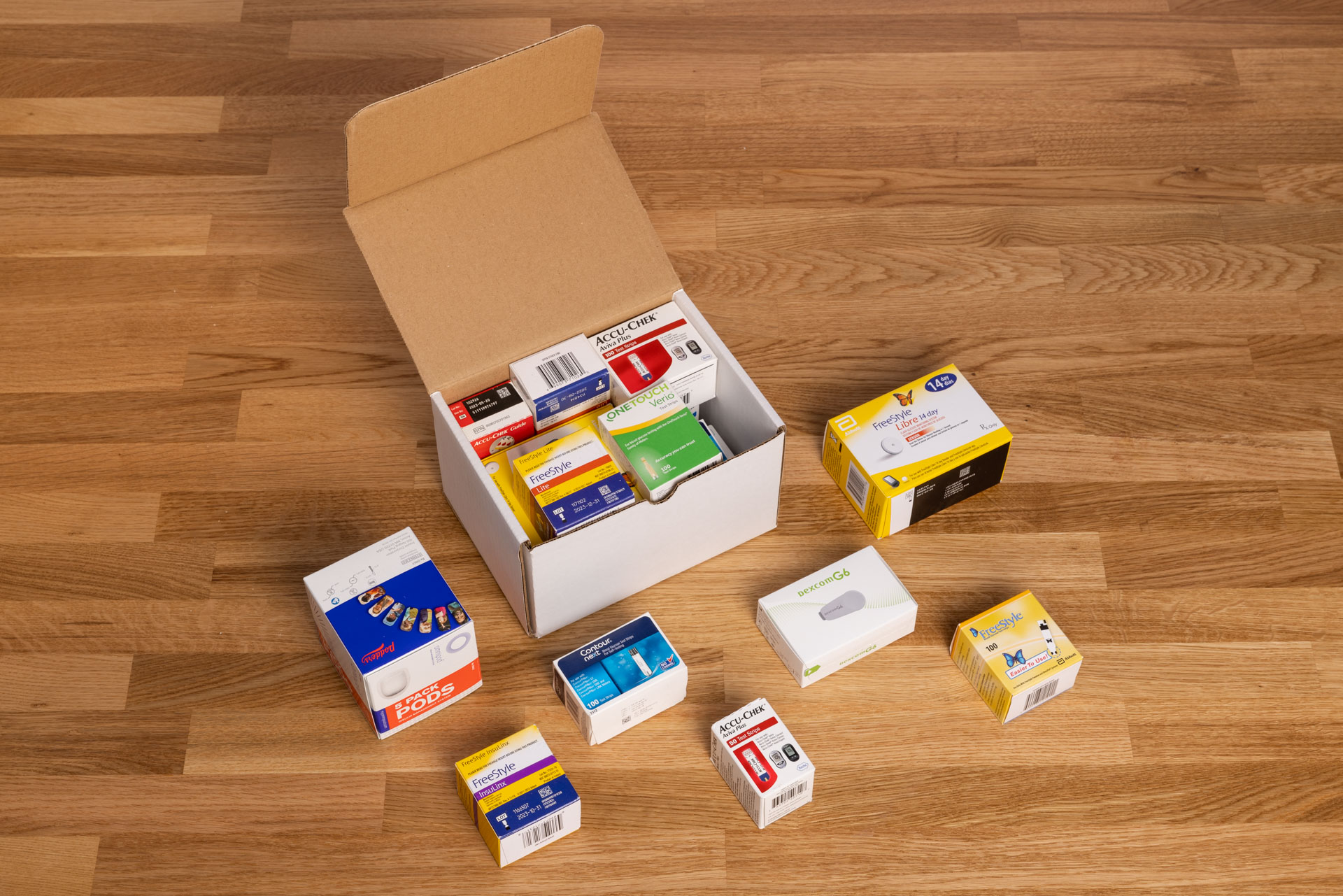 box of diabetic supplies being sent to cash for diabetics to get Fast Cash for Test Strips